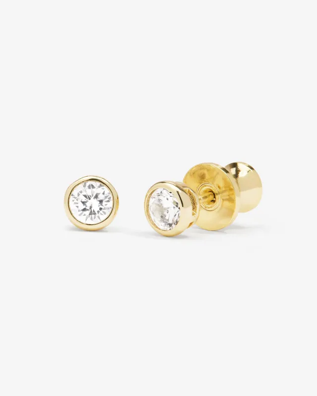 Baroness 4mm Studs - Gold|White Diamondettes sold by Melinda Maria