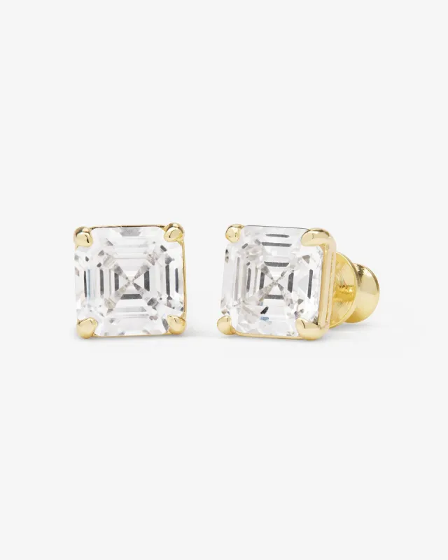 The Queen's 8mm Studs - Gold|White Diamondettes sold by Melinda Maria