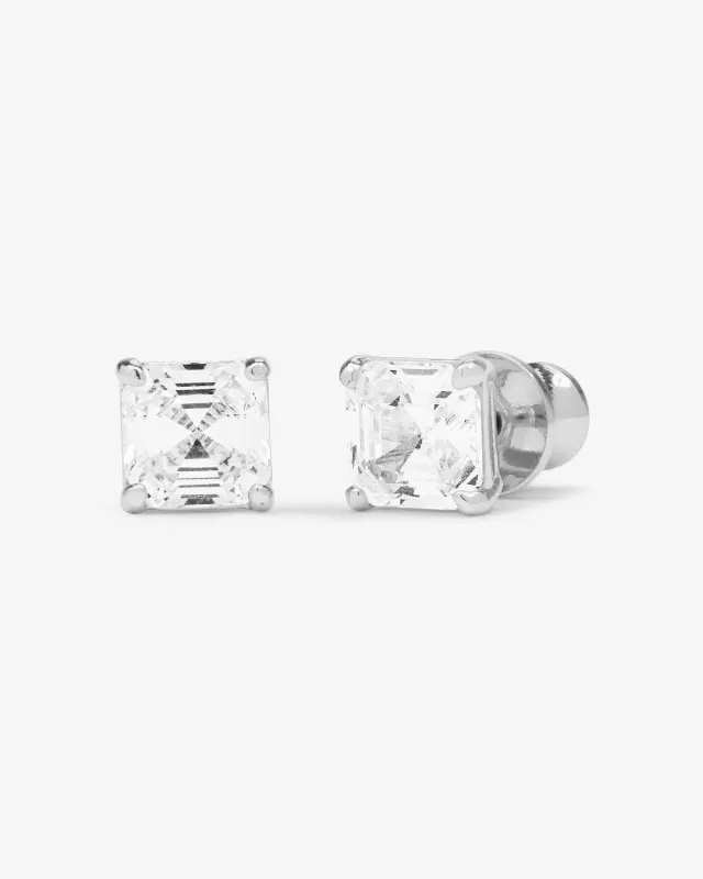 The Queen's 6mm Studs - Silver|White Diamondettes sold by Melinda Maria