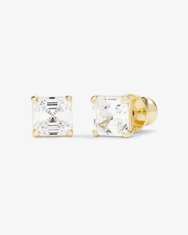 The Queen's 6mm Studs - Gold|White Diamondettes sold by Melinda Maria