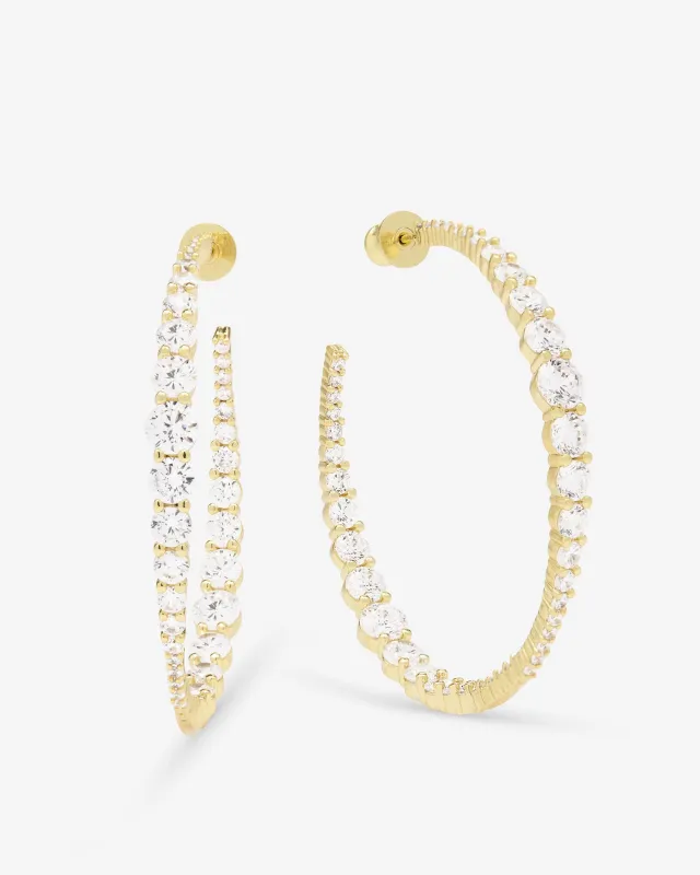 "Oh She Fancy" Graduated Hoops 2" - Gold|White Diamondettes sold by Melinda Maria