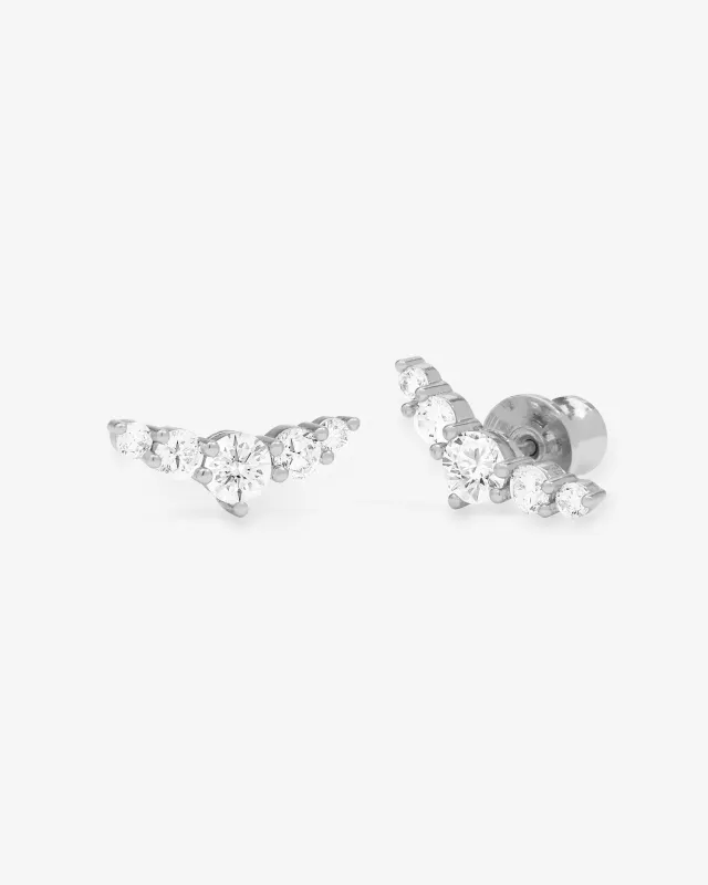 Radiant Studs - Silver|White Diamondettes sold by Melinda Maria