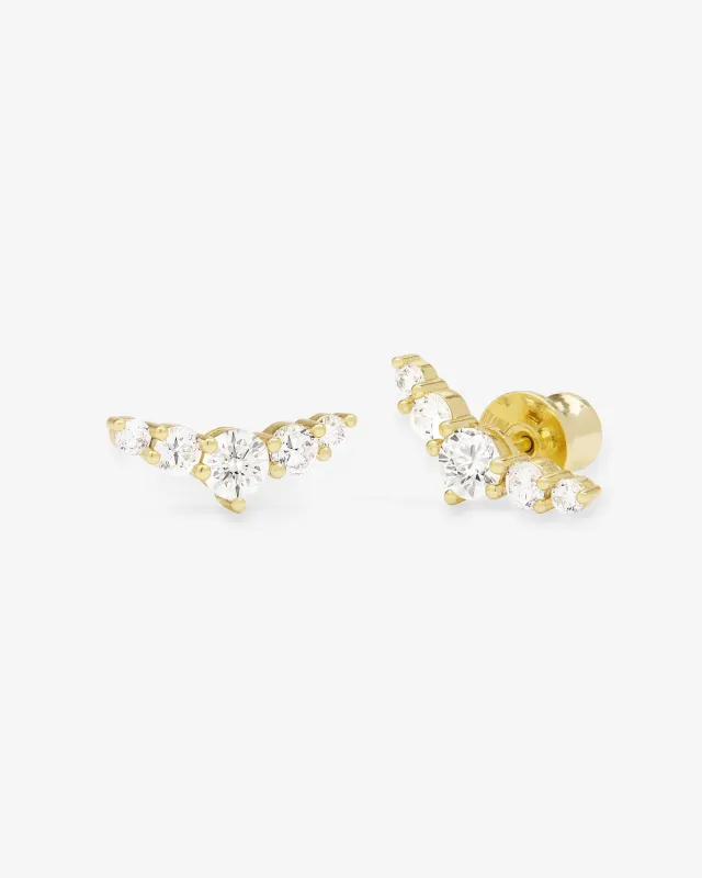 Radiant Studs - Gold|White Diamondettes sold by Melinda Maria