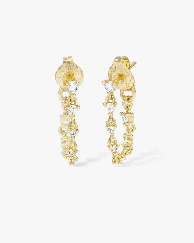 Not Your Basic Soft Hoop Earrings - Gold|White Diamondettes made by Melinda Maria
