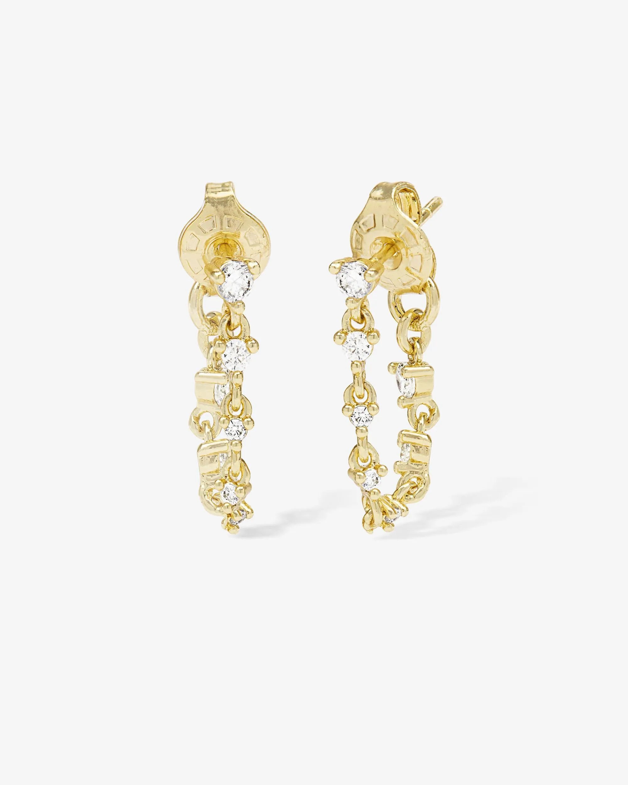 Not Your Basic Soft Hoop Earrings - Gold|White Diamondettes sold by Melinda Maria
