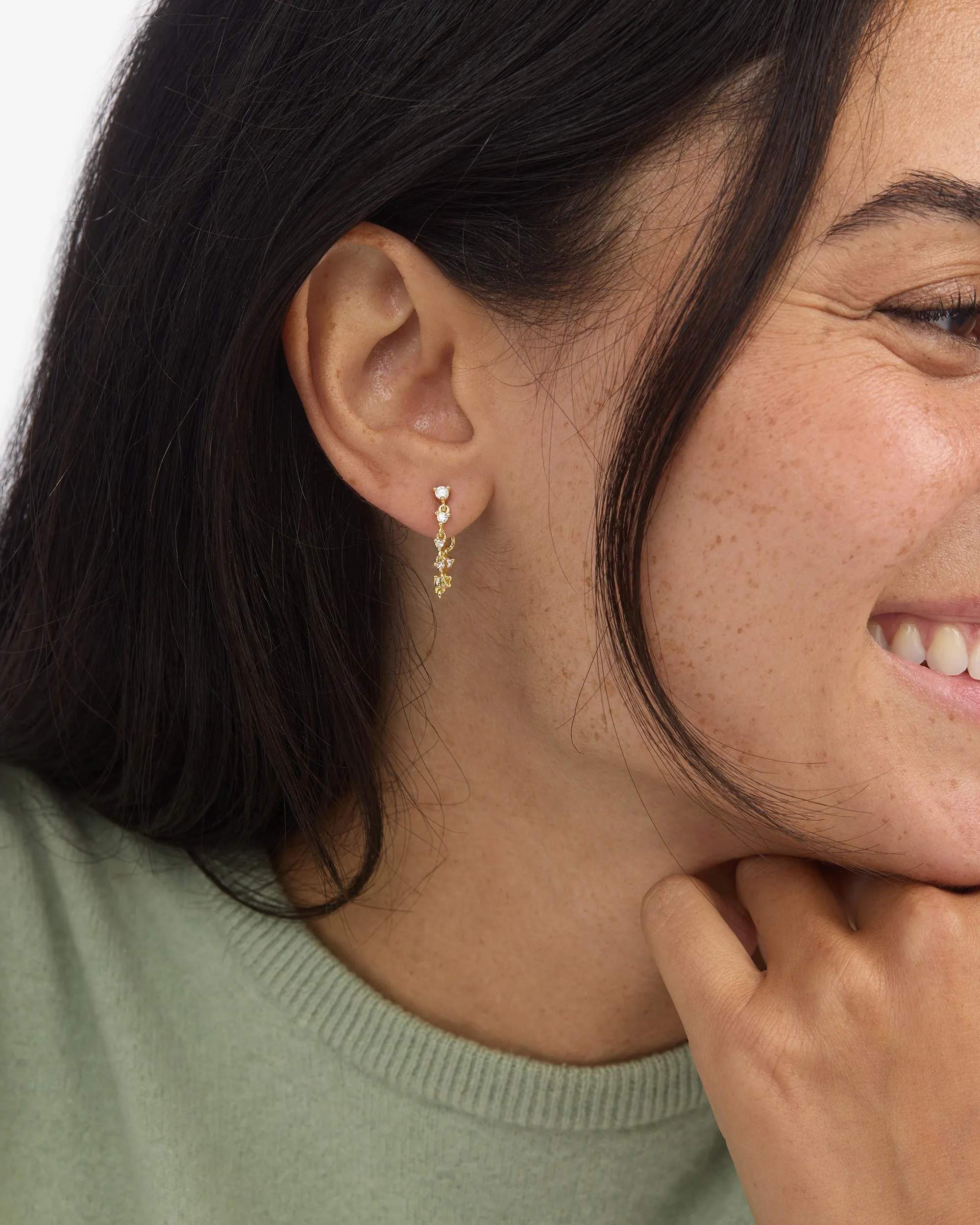 Not Your Basic Soft Hoop Earrings - Gold|White Diamondettes sold by Melinda Maria product image thumbnail 4