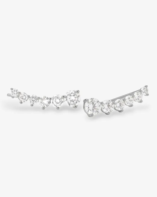 Not Your Basic Ear Crawler - Silver|White Diamondettes made by Melinda Maria