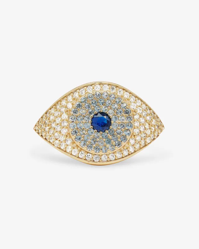 Blue Evil Eye Ring - Gold|White Diamondettes sold by Melinda Maria