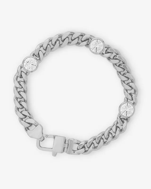 Julian Triple Diamond Bracelet - Silver|White Diamondettes sold by Melinda Maria