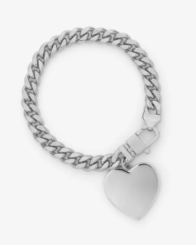 Julian XL Heart Cuban Chain Bracelet - Silver sold by Melinda Maria