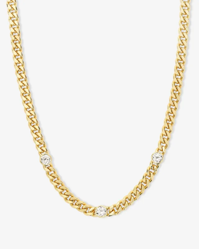 Julian Triple Diamond Necklace - Gold|White Diamondettes sold by Melinda Maria