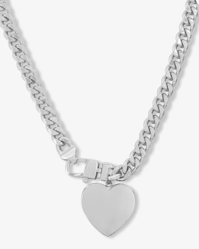 Julian XL Heart Cuban Chain Necklace - Silver sold by Melinda Maria