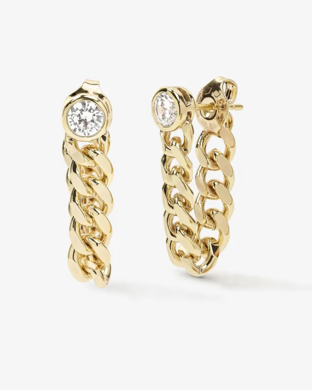 Julian Soft Chain Hoops - Gold|White Diamondettes sold by Melinda Maria