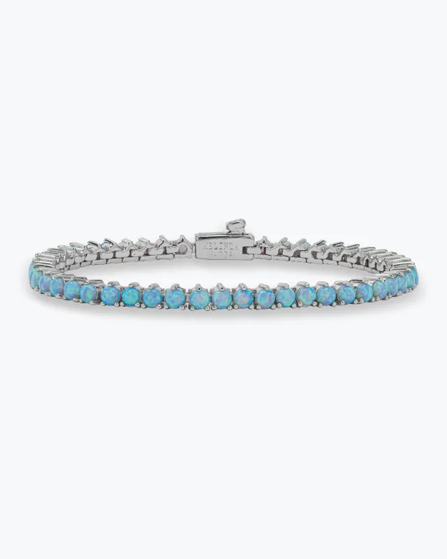 Not Your Basic Tennis Bracelet - Silver|Blue Opal sold by Melinda Maria