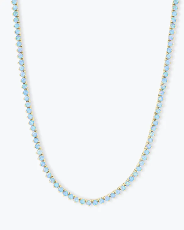 Not Your Basic Tennis Necklace - Gold|Blue Opal sold by Melinda Maria