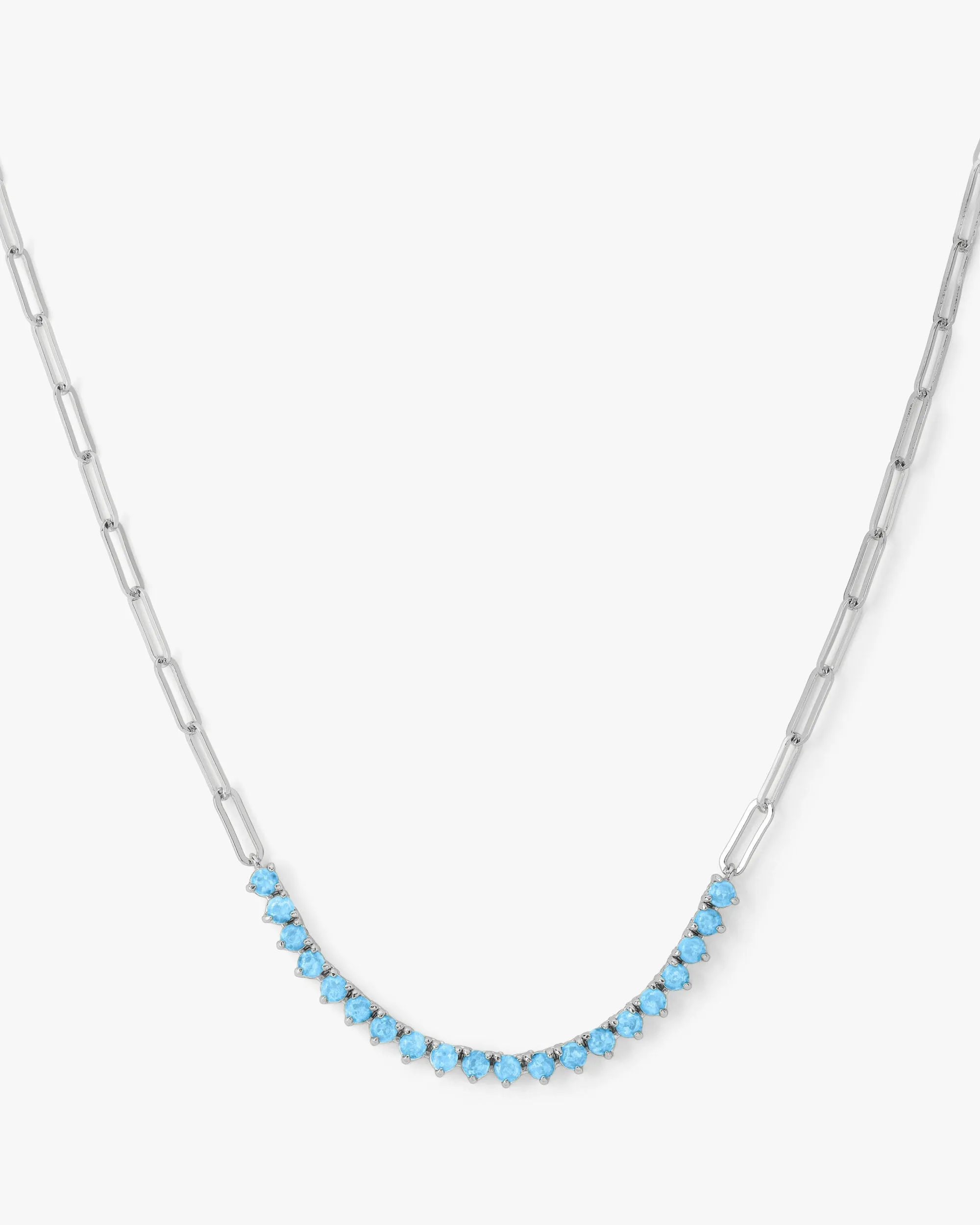 Not Your Basic Samantha Tennis Necklace - Silver|Blue Opal sold by Melinda Maria