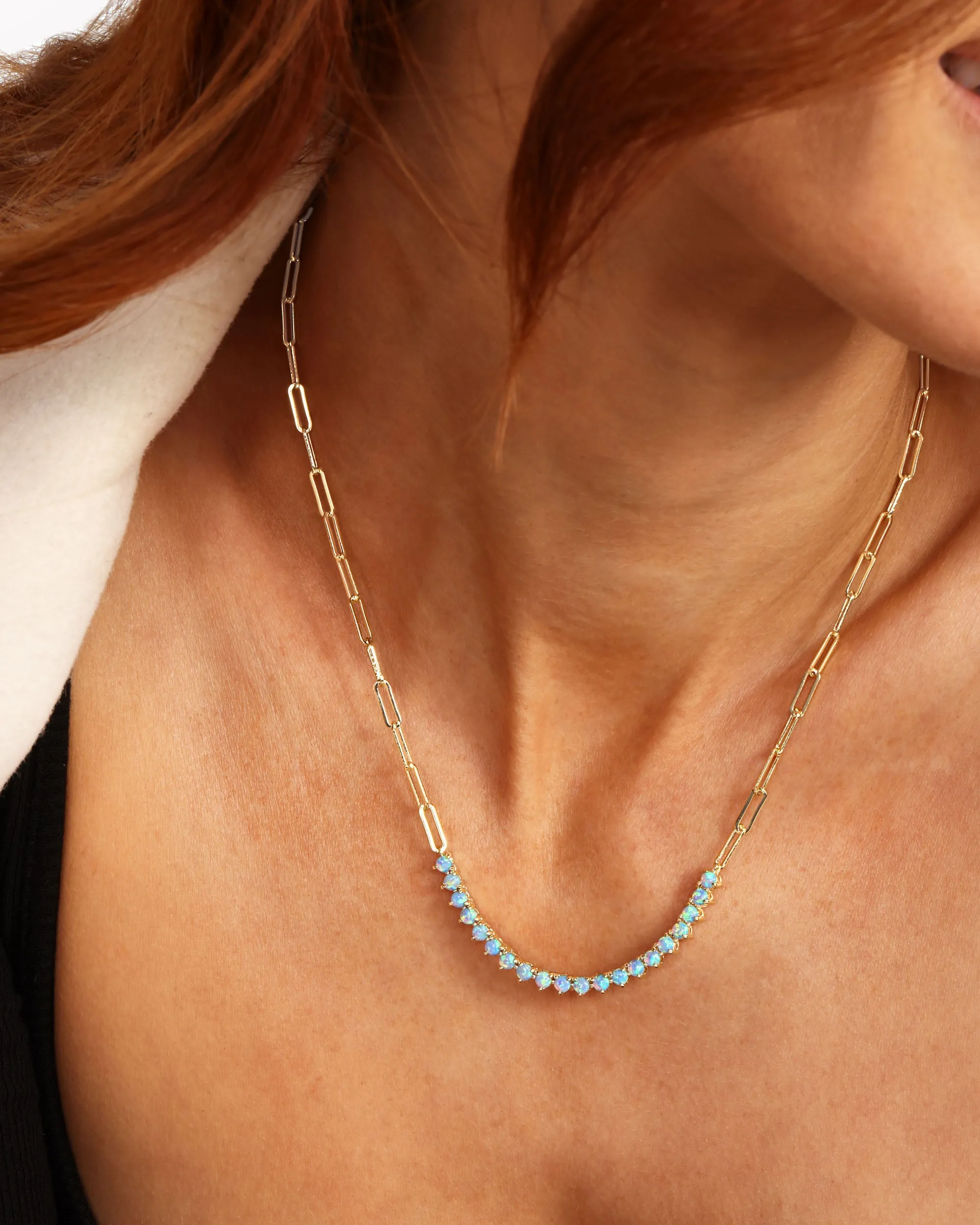 Not Your Basic Samantha Tennis Necklace - Gold|Blue Opal sold by Melinda Maria product image thumbnail 4