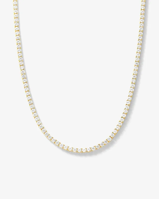 Grand Heiress Tennis Necklace - Gold|White Diamondettes sold by Melinda Maria