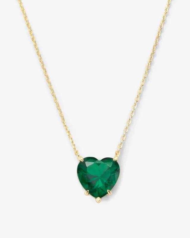 The Allison Emerald Heart Necklace - Gold|Emerald sold by Melinda Maria