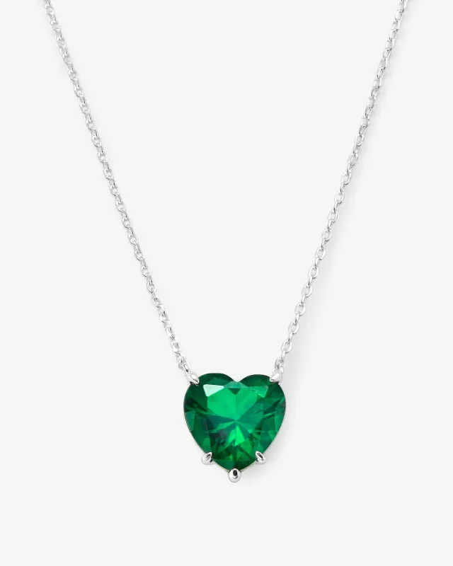 The Allison Heart Necklace - Silver|Emerald made by Melinda Maria