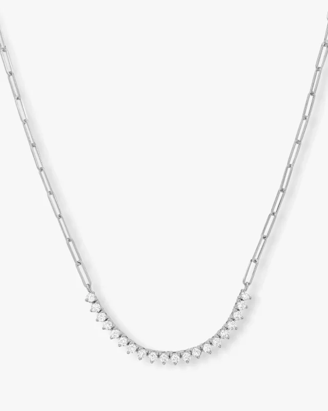 Not Your Basic Samantha Tennis Necklace - Silver|White Diamondettes sold by Melinda Maria