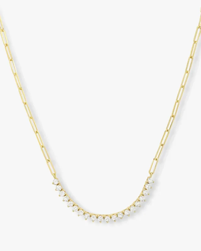 Not Your Basic Samantha Tennis Necklace - Gold|White Diamondettes sold by Melinda Maria