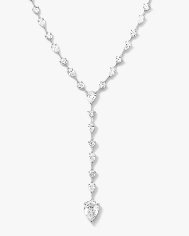 "F-ing Gorgeous" Lariat - Silver|White Diamondettes sold by Melinda Maria