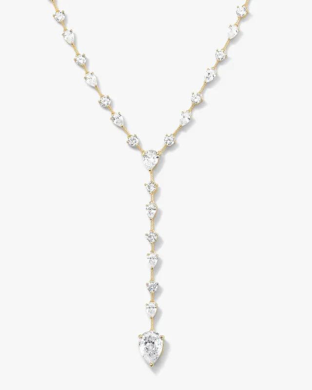 "F-ing Gorgeous" Lariat - Gold|White Diamondettes sold by Melinda Maria