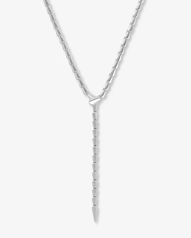 Serpent Lariat Necklace - Silver sold by Melinda Maria