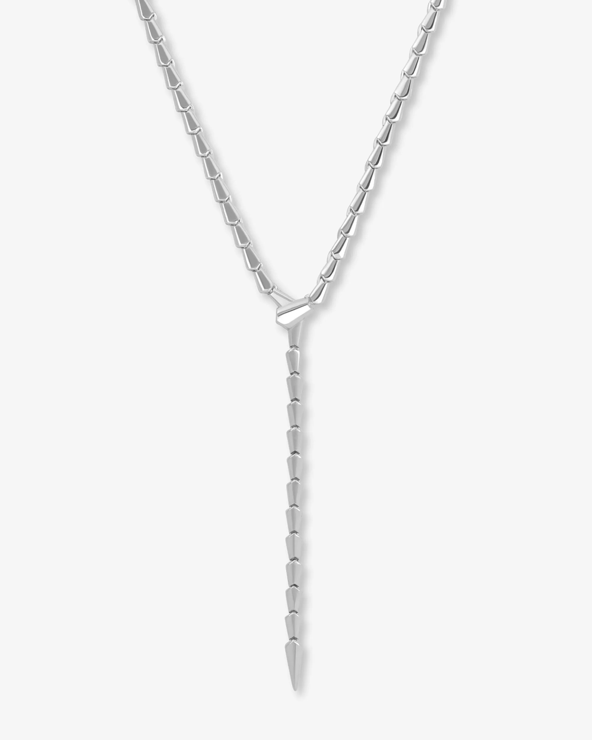 Serpent Lariat Necklace - Silver sold by Melinda Maria