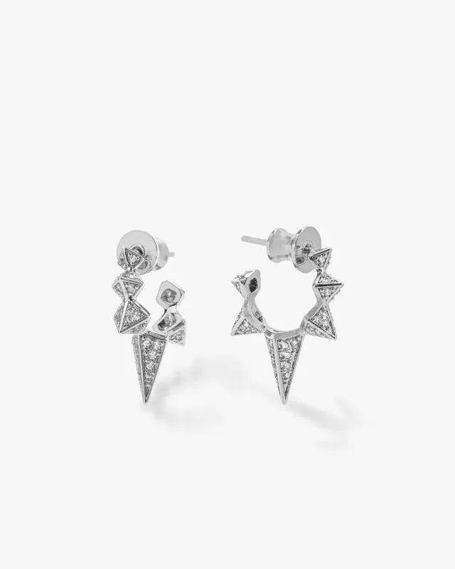 Gabriella Pavé Spiked Hoops - Silver|White Diamondettes sold by Melinda Maria