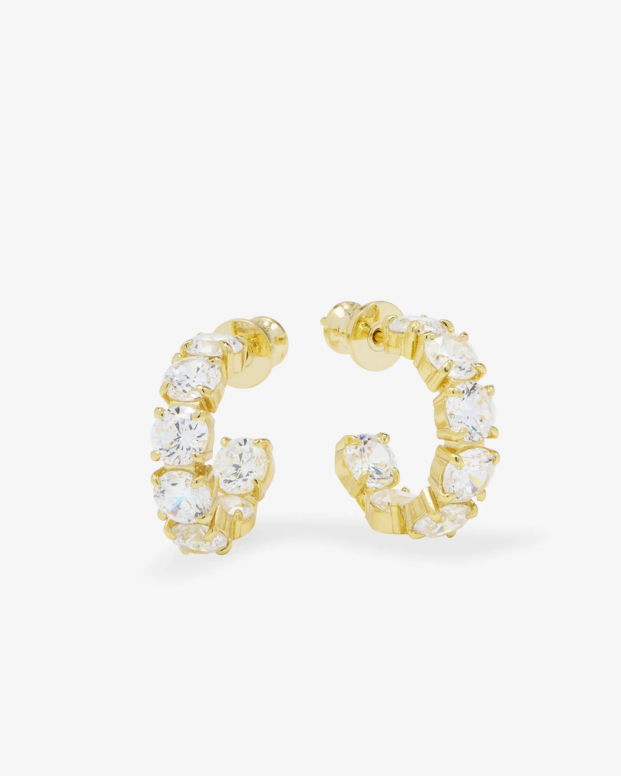 "Oh She Fancy" Hoops .75" - Gold|White Diamondettes sold by Melinda Maria
