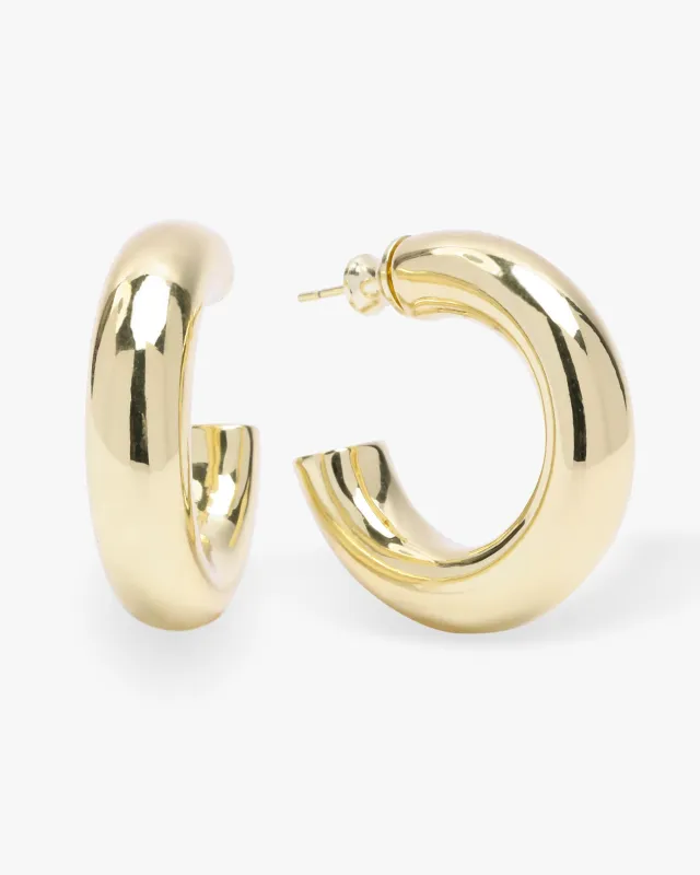 "She's So Smooth" Tube Hoops - Gold sold by Melinda Maria