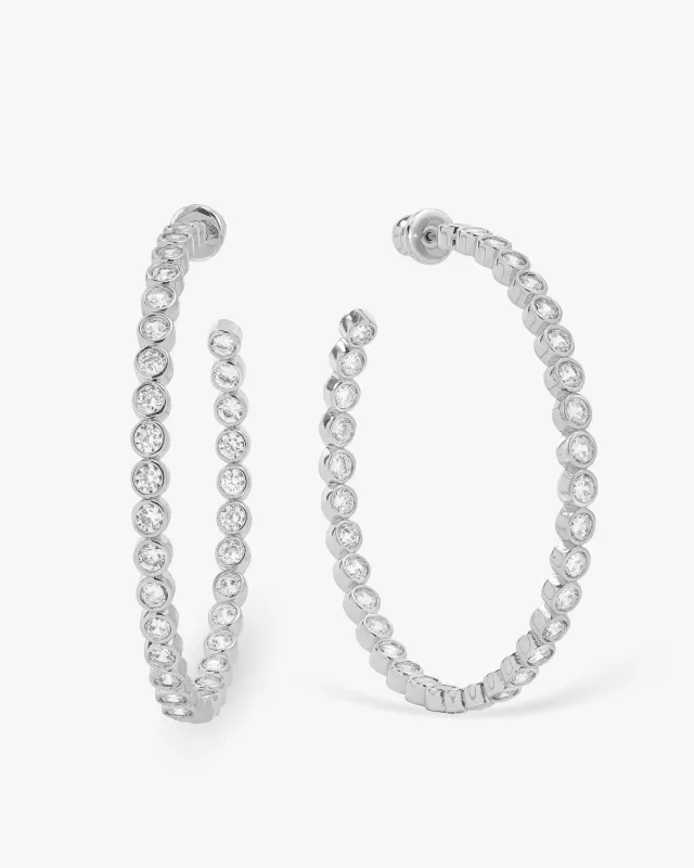 Baroness Hoops 2" - Silver|White Diamondettes made by Melinda Maria