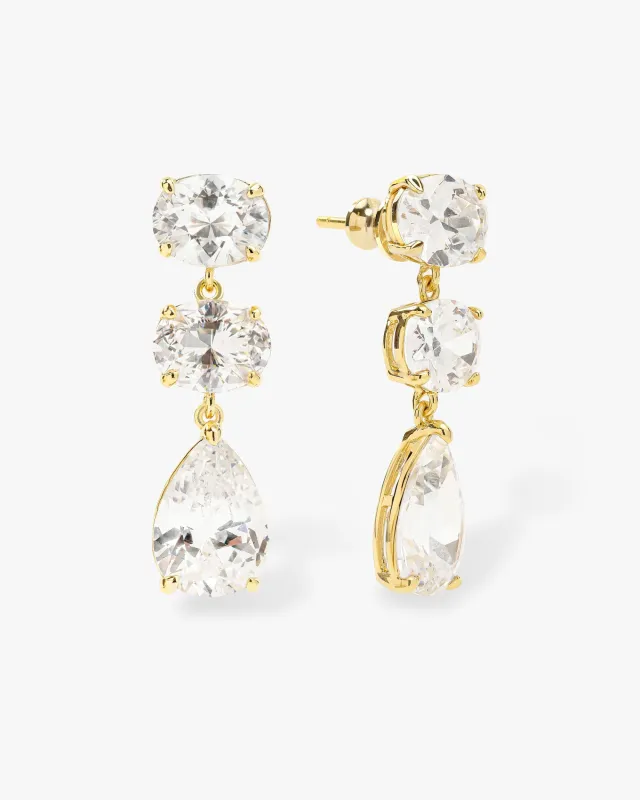 Hello Gorgeous Drop Earrings - Gold|White Diamondettes sold by Melinda Maria