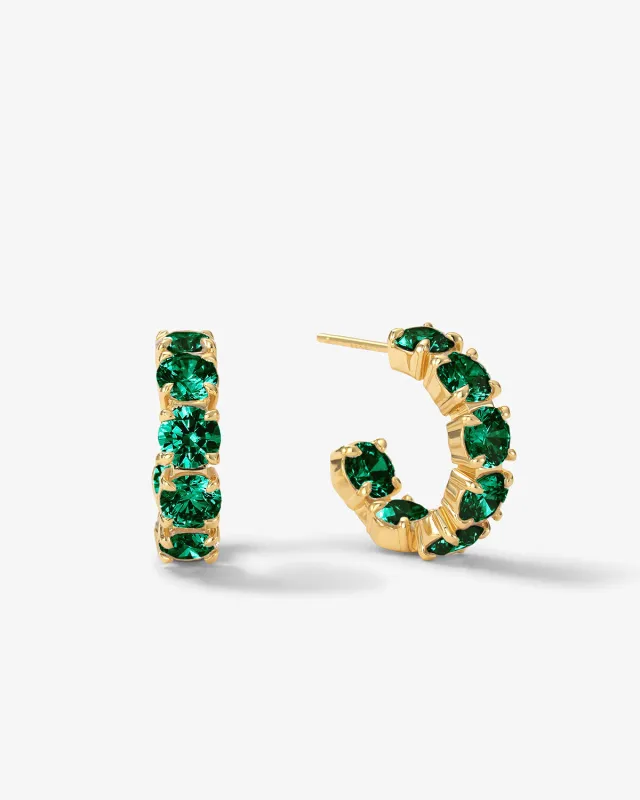 "Oh She Fancy" Hoops .75" - Gold|Emerald Diamondettes sold by Melinda Maria