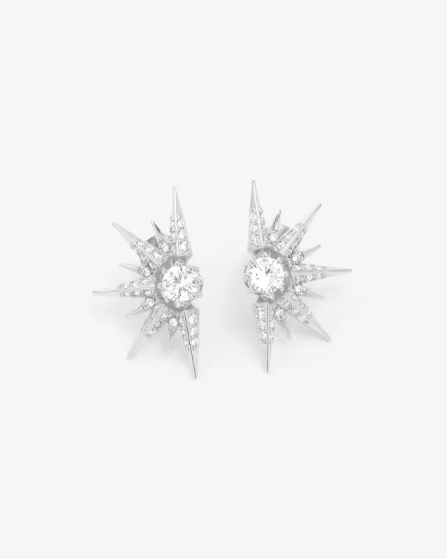Gabriella Sunburst Stud Earrings - Silver|White Diamondettes sold by Melinda Maria
