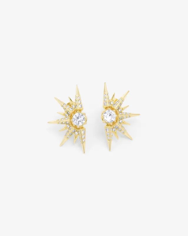 Gabriella Sunburst Stud Earrings - Gold|White Diamondettes sold by Melinda Maria