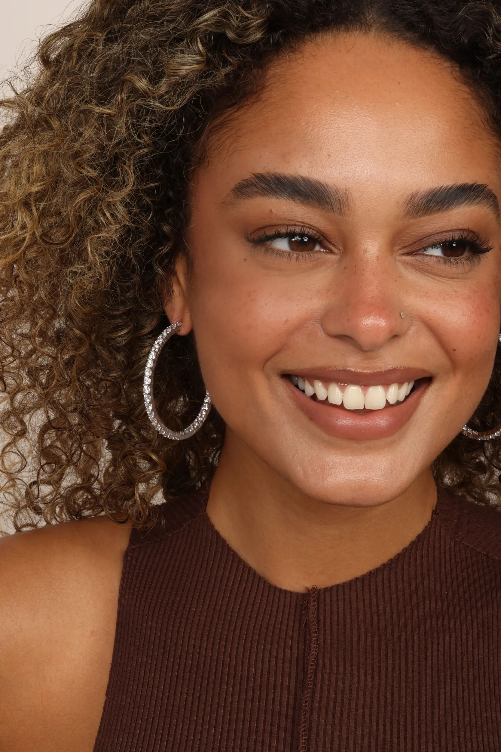 Heiress Hoops 2" - Silver|White Diamondettes sold by Melinda Maria product image thumbnail 2