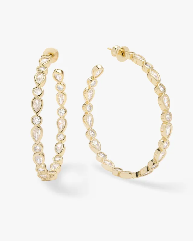 Isla Hoops 2" - Gold|White Diamondettes sold by Melinda Maria