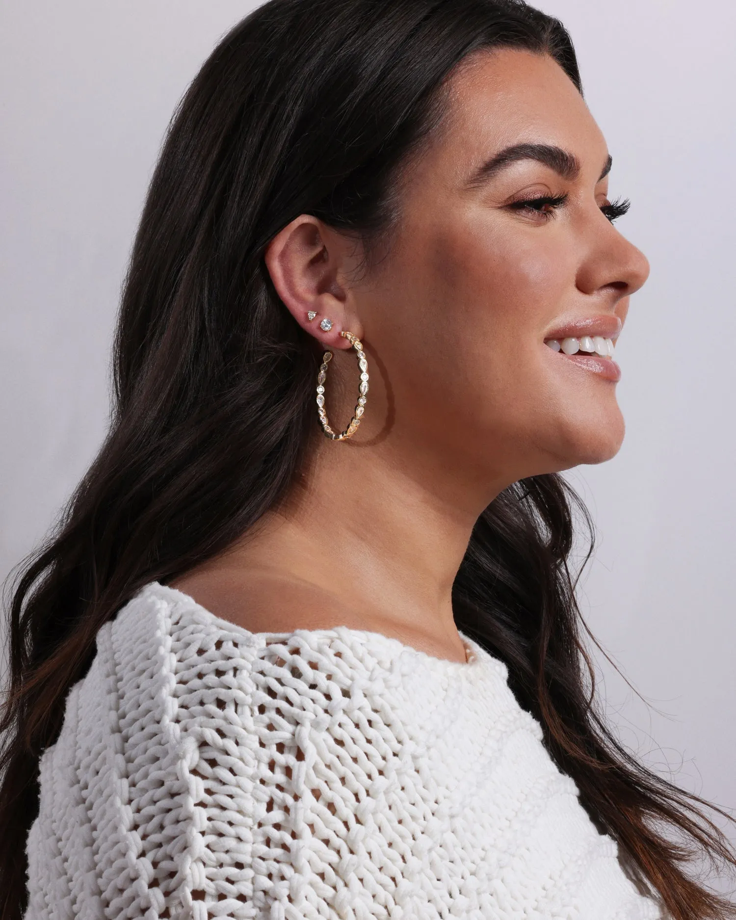 Isla Hoops 2" - Gold|White Diamondettes sold by Melinda Maria product image thumbnail 2