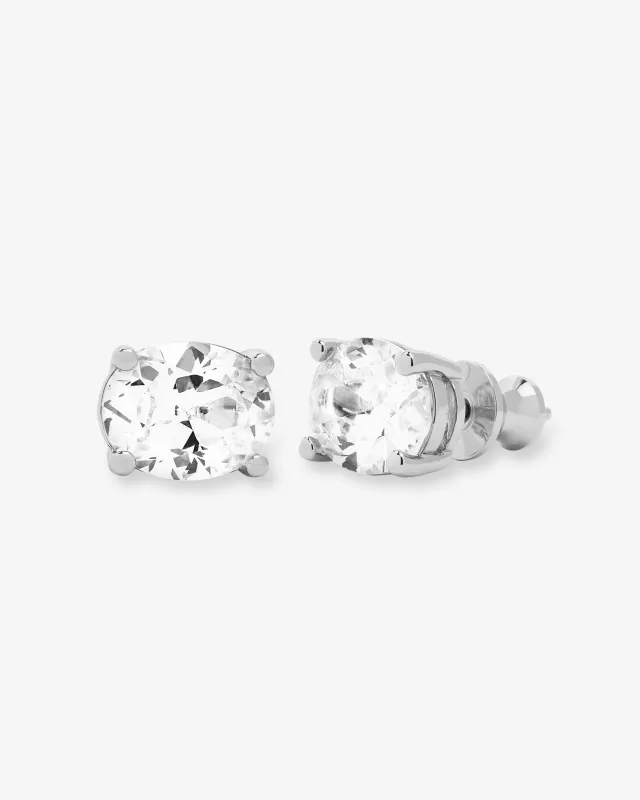 Hello Gorgeous 10mm Studs - Silver|White Diamondettes sold by Melinda Maria