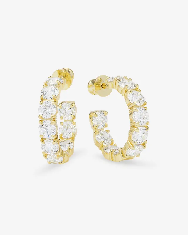 "Oh She Fancy" Hoops 1" - Gold|White Diamondettes sold by Melinda Maria