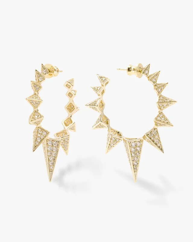 Mama Gabriella Pavé Spiked Hoops - Gold|White Diamondettes sold by Melinda Maria