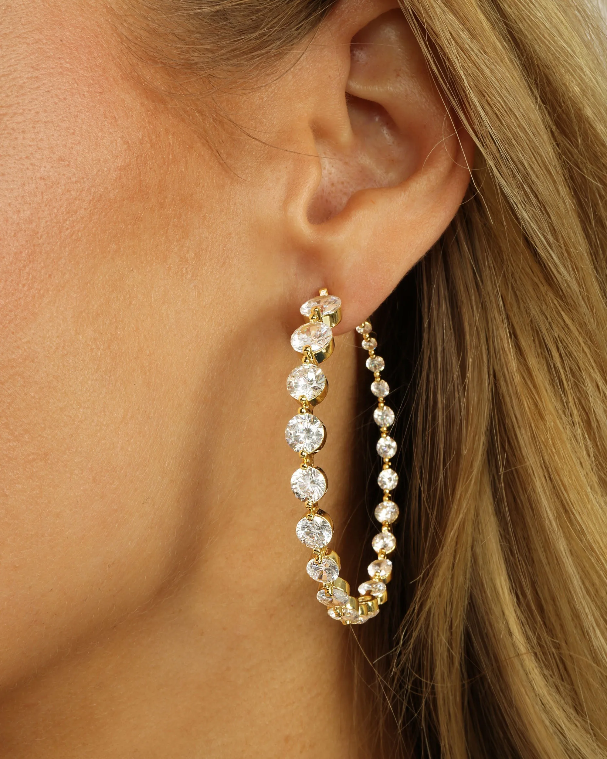 She's an Icon Hoops 2" - Gold|White Diamondettes sold by Melinda Maria product image thumbnail 2