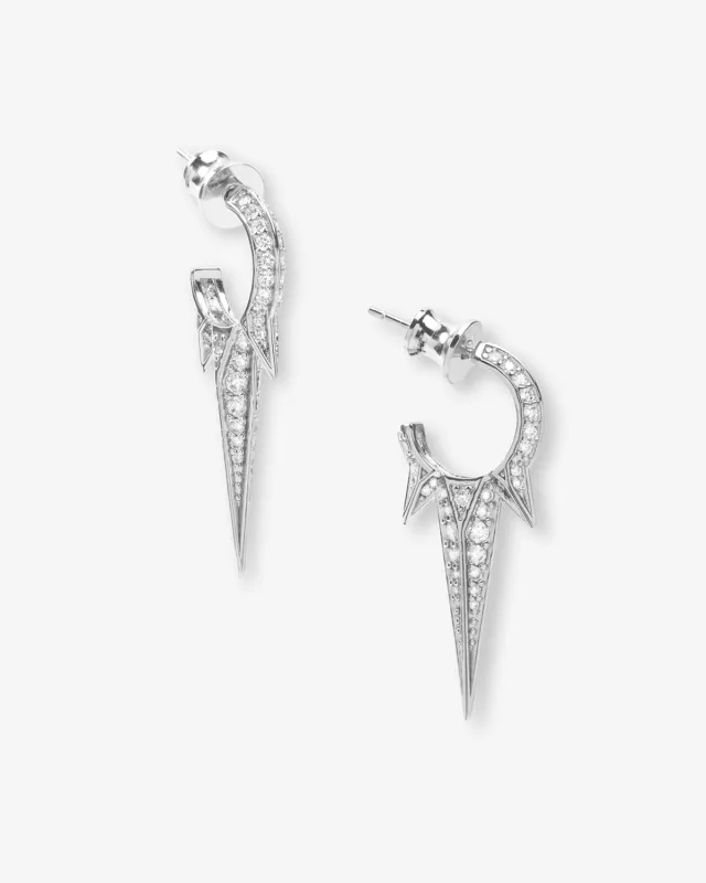Gabriella Pavé Triple Spike Earrings - Silver|White Diamondettes sold by Melinda Maria