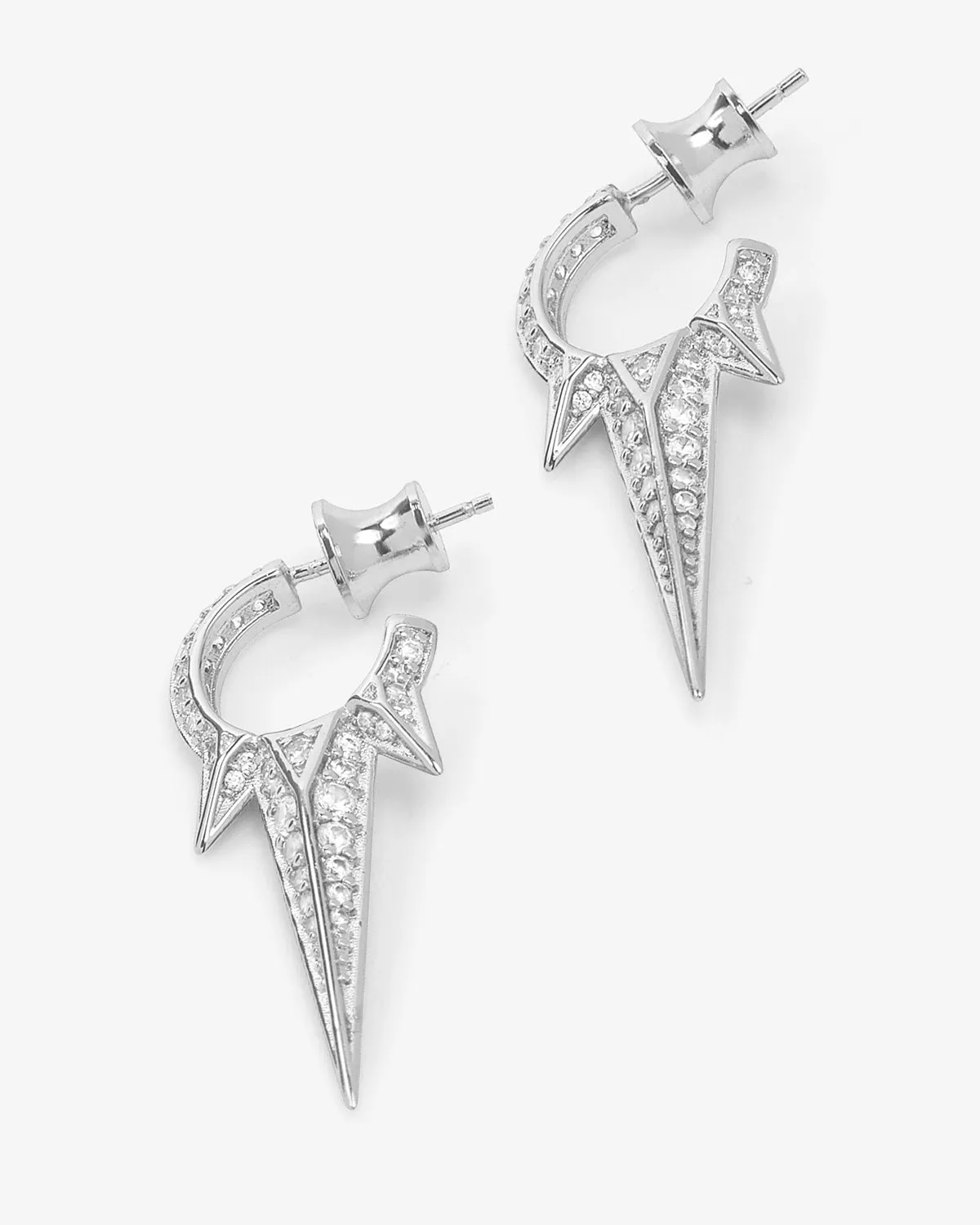 Gabriella Pavé Triple Spike Earrings - Silver|White Diamondettes sold by Melinda Maria product image thumbnail 3