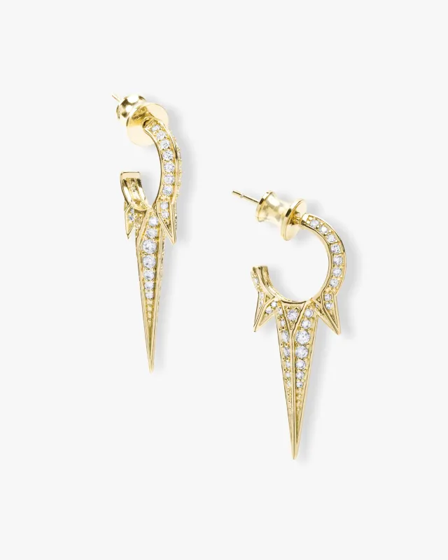Gabriella Pavé Triple Spike Earrings - Gold|White Diamondettes sold by Melinda Maria