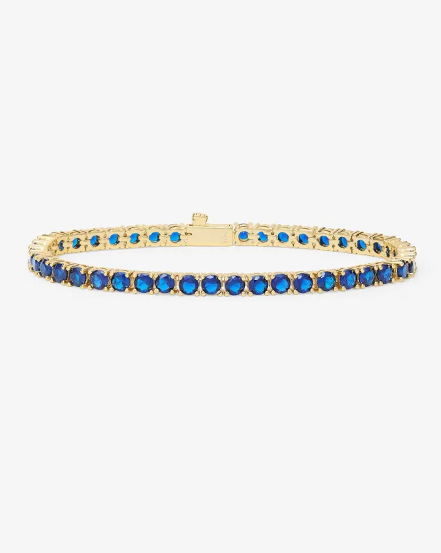 Grand Heiress Tennis Bracelet - Gold|Blue Sapphire Diamondettes sold by Melinda Maria