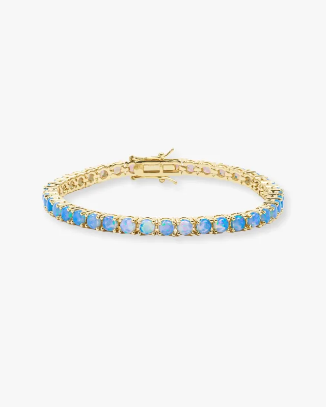 Grand Heiress Tennis Bracelet - Gold|Blue Opal sold by Melinda Maria